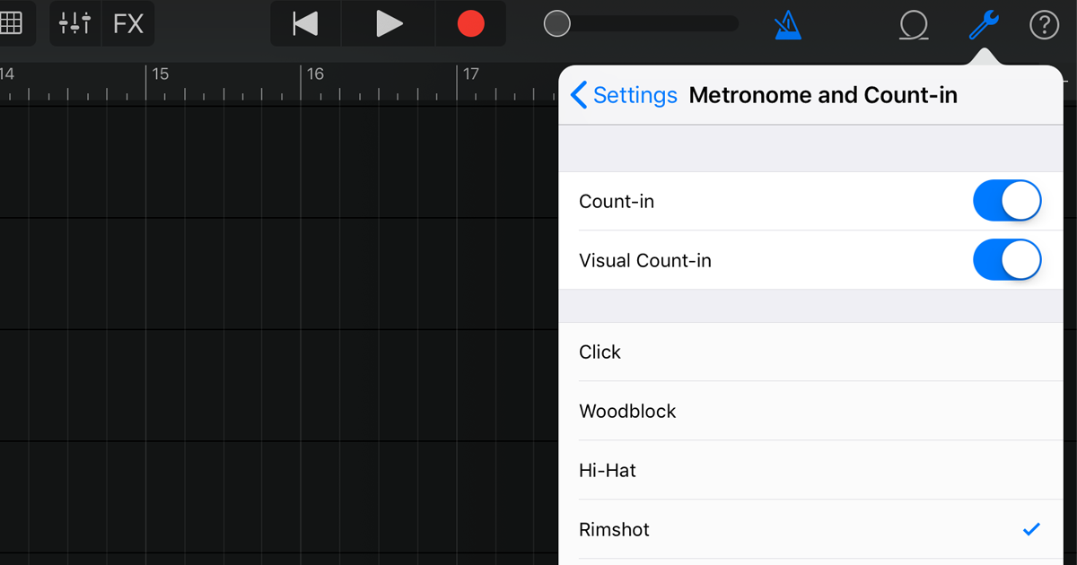 turn metronome off on garageband old version