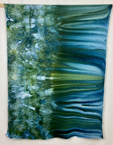 green and blue fabric