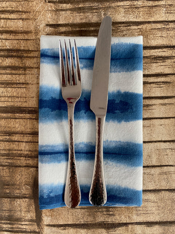 indigo napkin with knife and fork