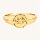 Gold nine-sided signet ring with Greatest Name symbol