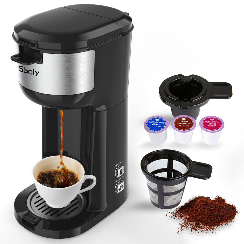 Sboly Coffee Maker fast Brewer K-Cup Pod & Ground Coffee Single Serve Self  Clean 