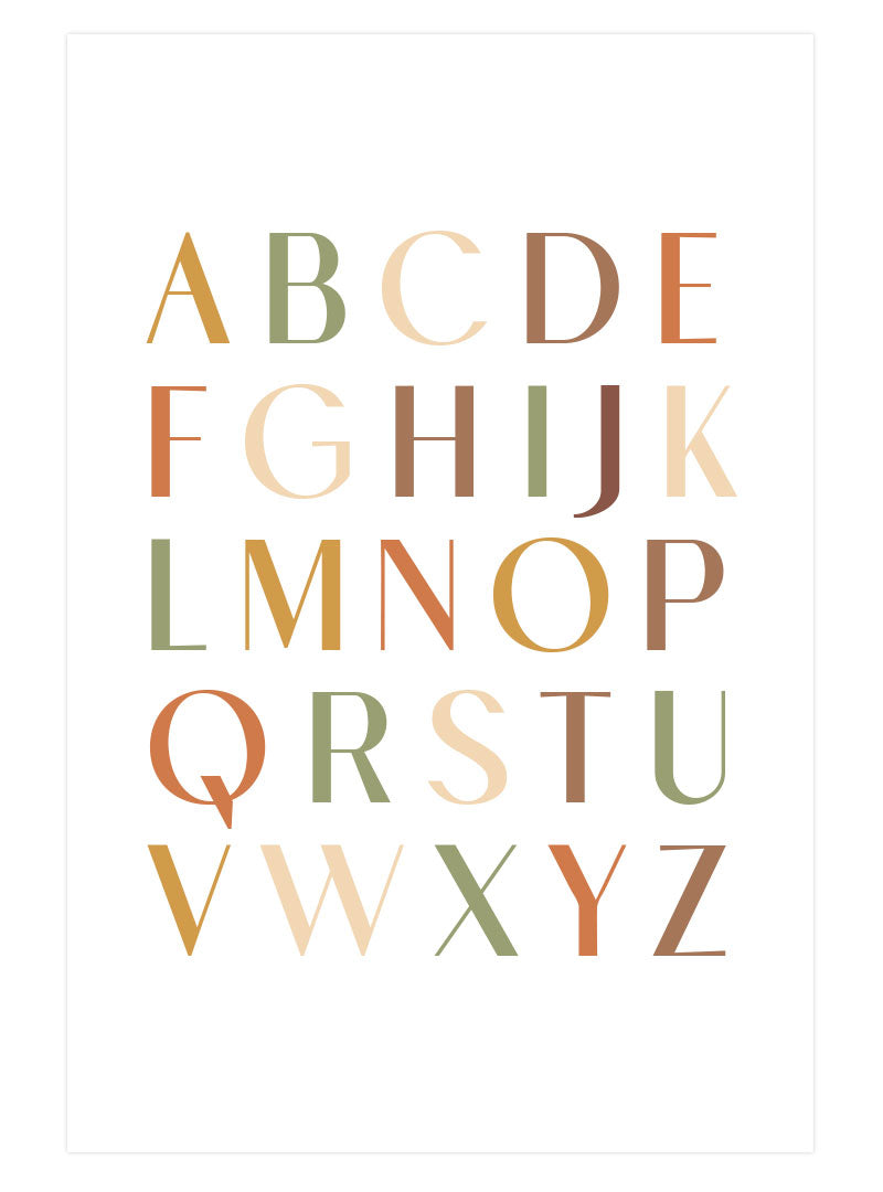 Opsplitsen selecteer Jood Earthy ABC Alphabet Poster | Neutral ABC Kids Room Print – Postermod