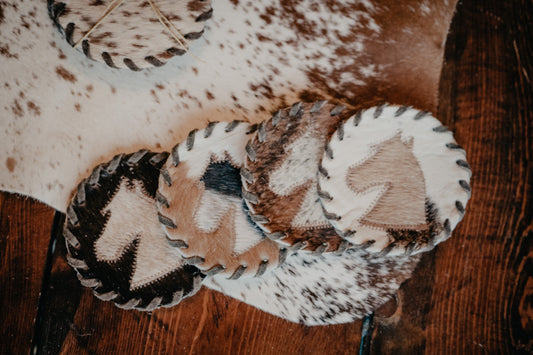 Cowhide Texas Coasters