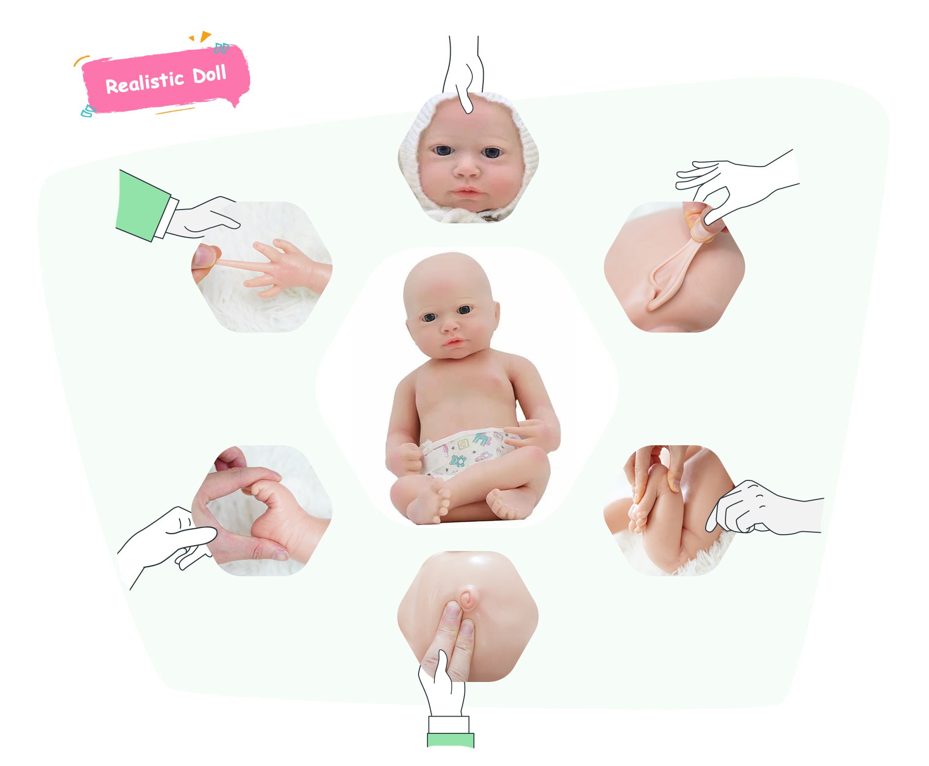 FULL Body SOFT Ecoflex SILICONE Baby GIRL DOLL - AMELIA - All Reborn Babies