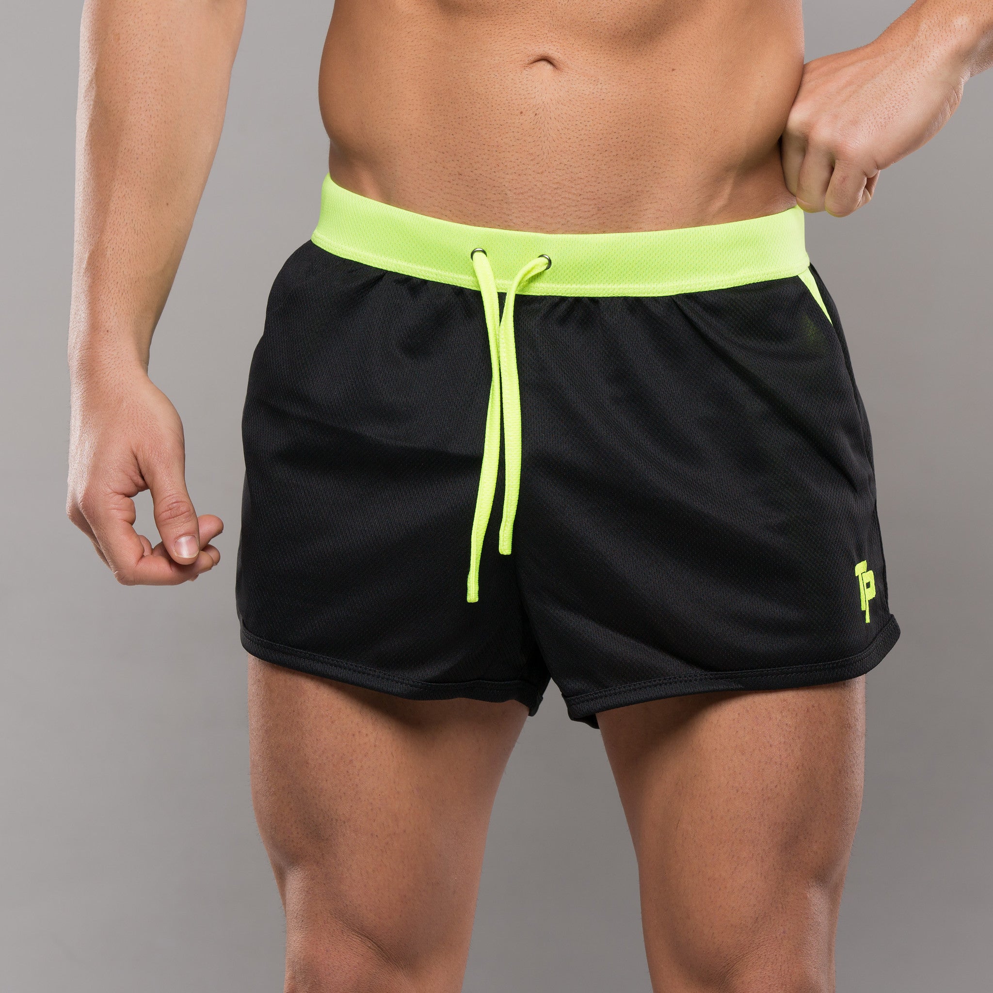 TP BodyBuilding Shorts - Black & Fluor Lime - Topphysiques Wear