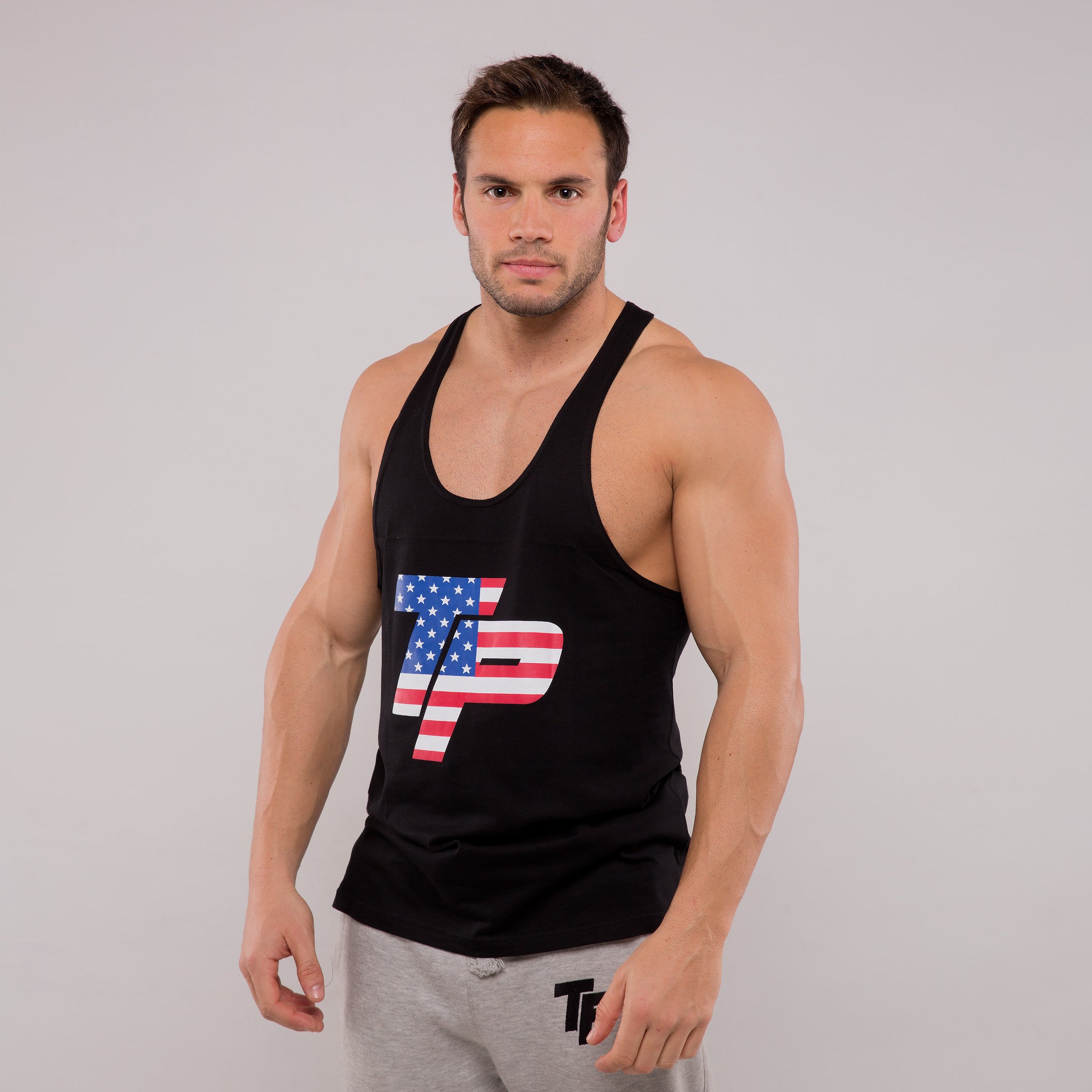 Stringer Vest - Black & USA print - Topphysiques Wear