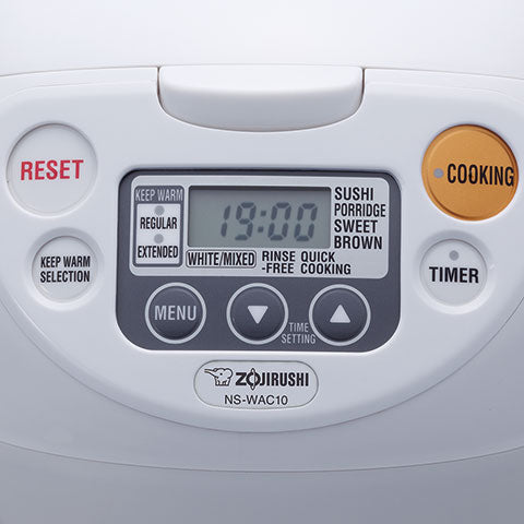 Zojirushi NS-ZCC10 Neuro Fuzzy Cooker, 5.5-Cup uncooked rice / 1L, White