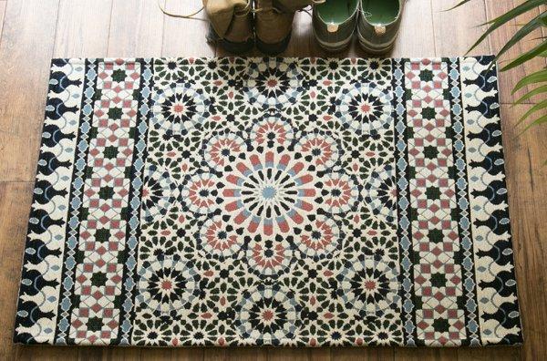 Kaleidoscope カレイドスコープ ゴブラン織 シェニールマット 60×90cm 万華鏡のようなオシャレなデザイン
①