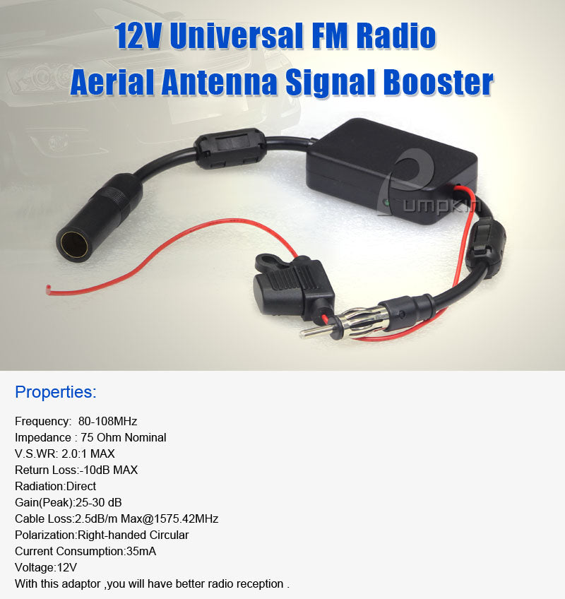 Universal 12V car radio antenna amplifier FM signal amplifier adapter –  Pumpkin