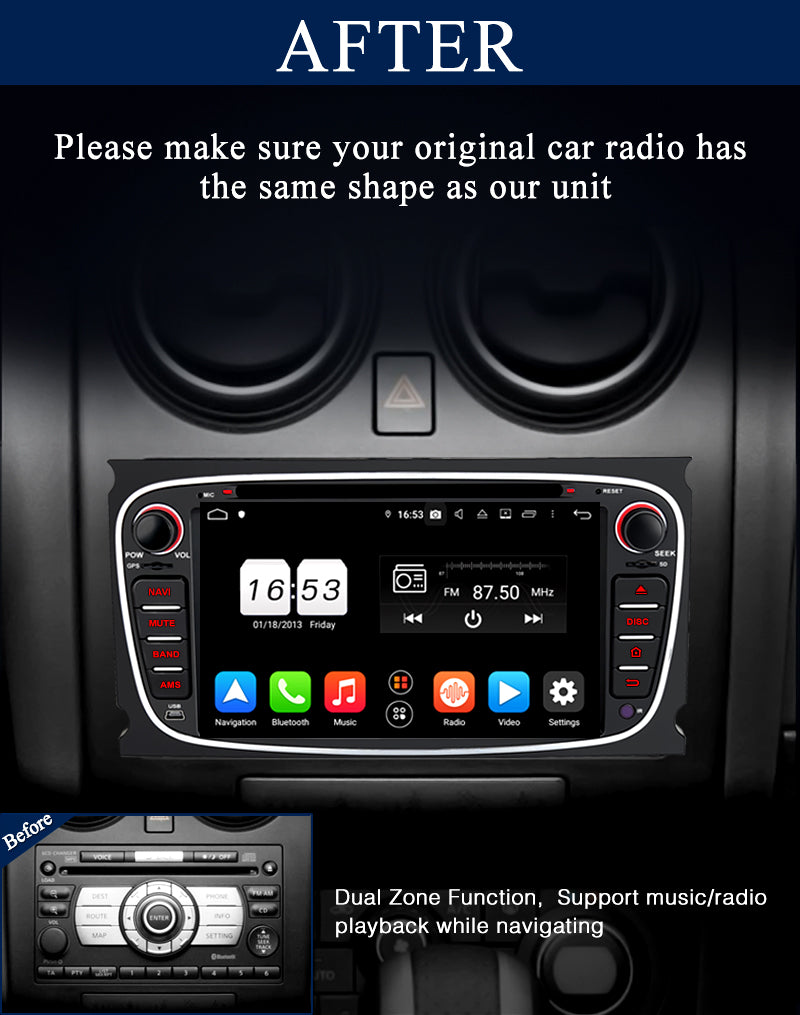 Pumpkin 7” Android 9.0 Car Stereo/Radio for Ford Focus MK2