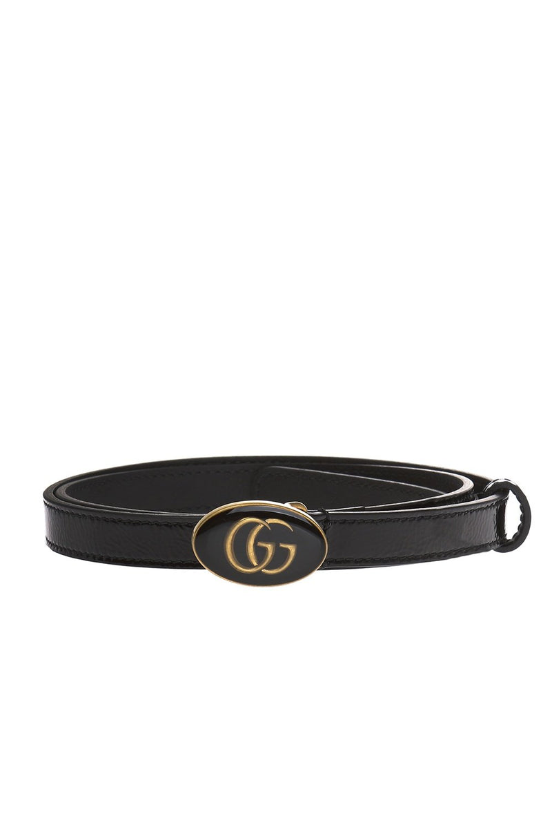 Gucci Black Leather Mini GG Belt
