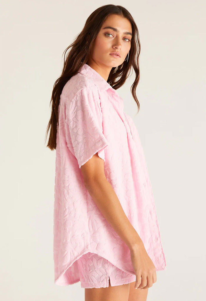 Z Supply Sea Ya Terry Shirt-Paradise Pink