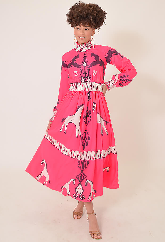 Belmont Midi Dress-Hot Pink