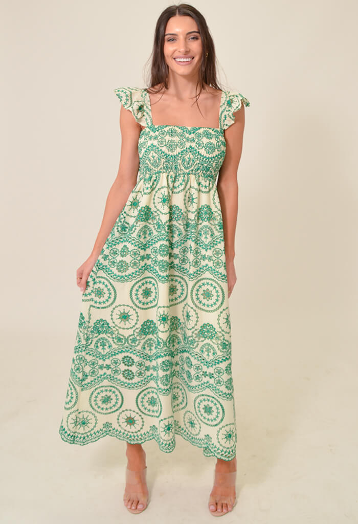 lagunaoaksoa Camellia Midi Dress-Green