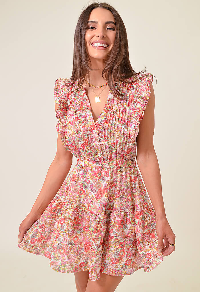 Steve Madden Kianna Dress-White Ditsy Floral