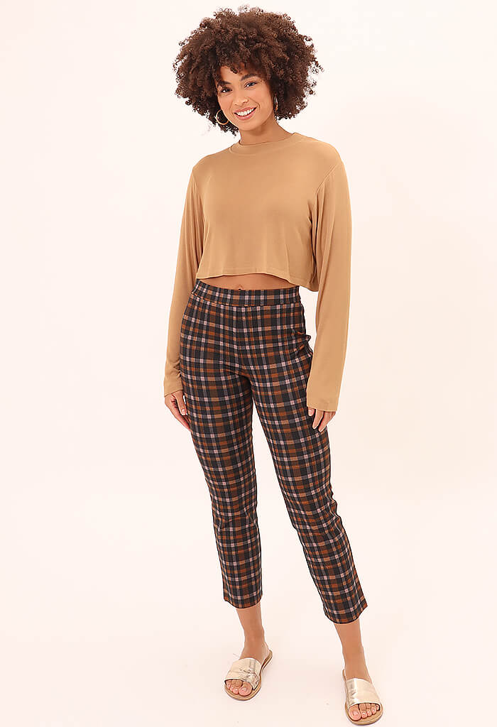 Sanctuary Clothing Carnaby Kick Crop-Cottage Check