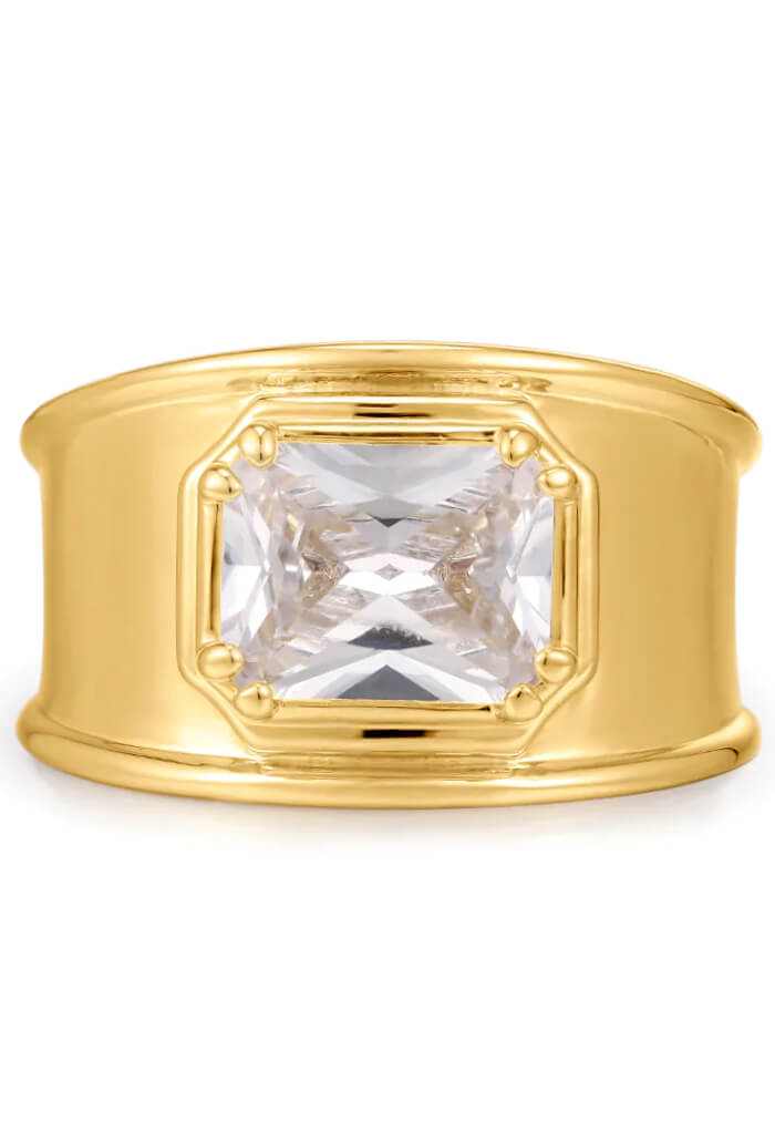 LUV AJ Lola Stone Statement Ring-Gold