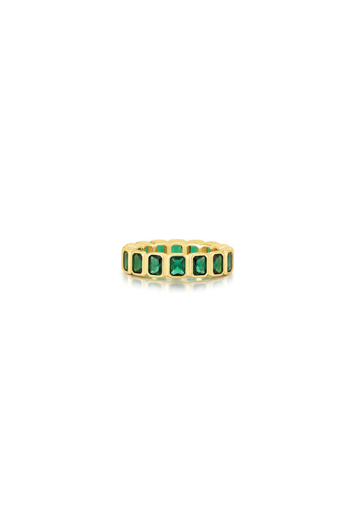 Luv AJ Bezel Emerald Ballier Ring-Gold/Emerald