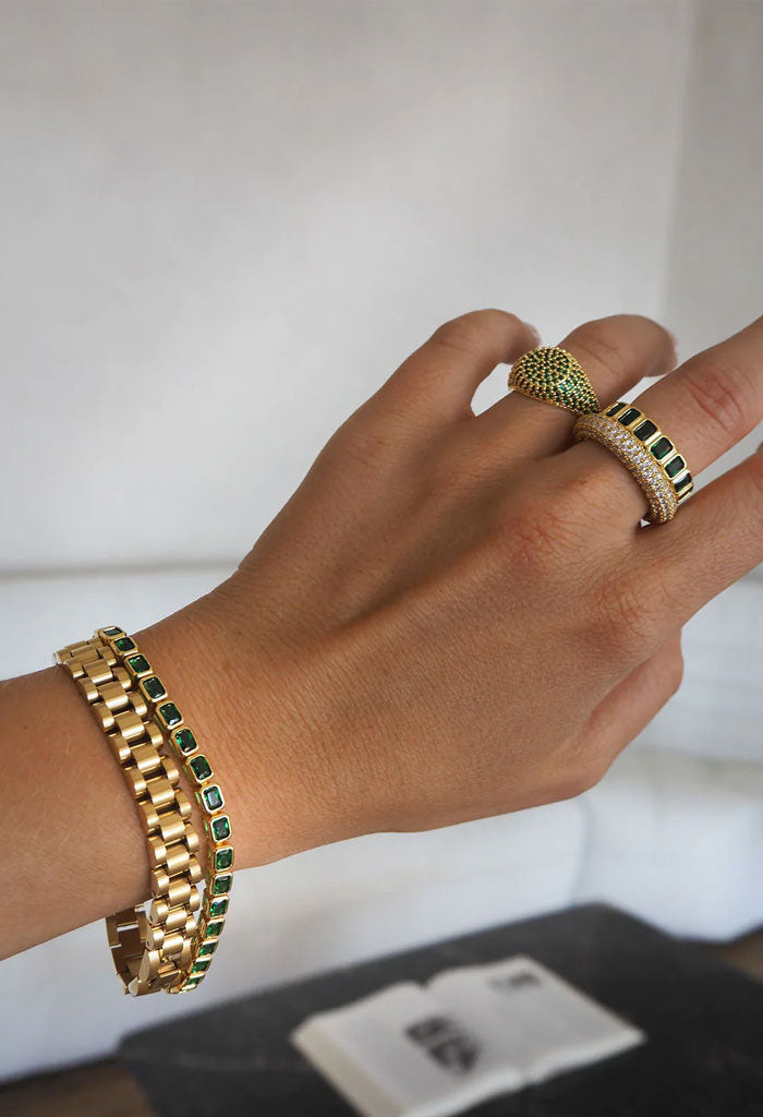 Luv AJ Bezel Emerald Ballier Bracelet-Emerald