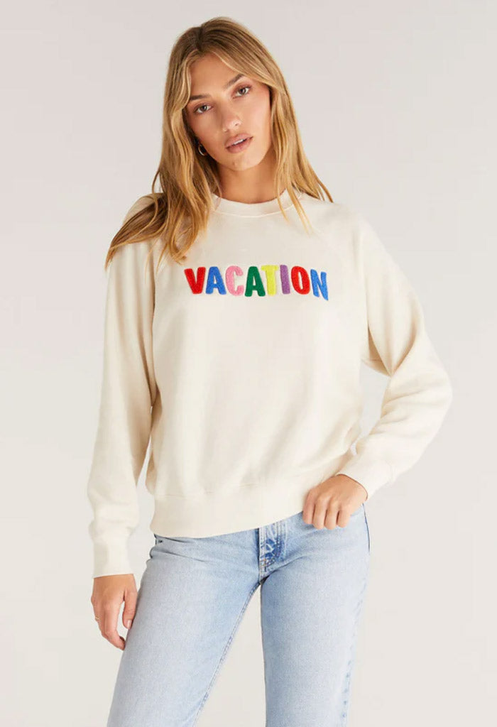 Z Supply Vacation Sweatshirt-Adobe White