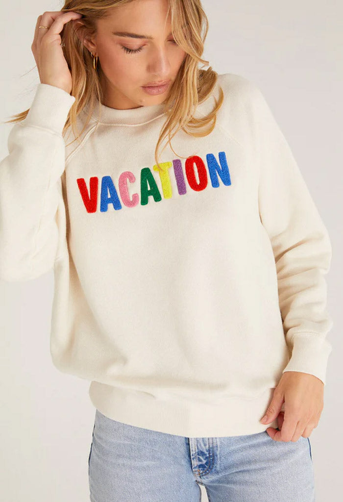 Z Supply Vacation Sweatshirt-Adobe White