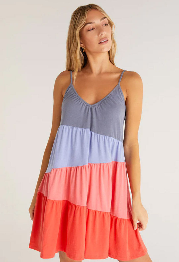 Z Supply Amalfi Colorblock Mini Dress-Blue Bird