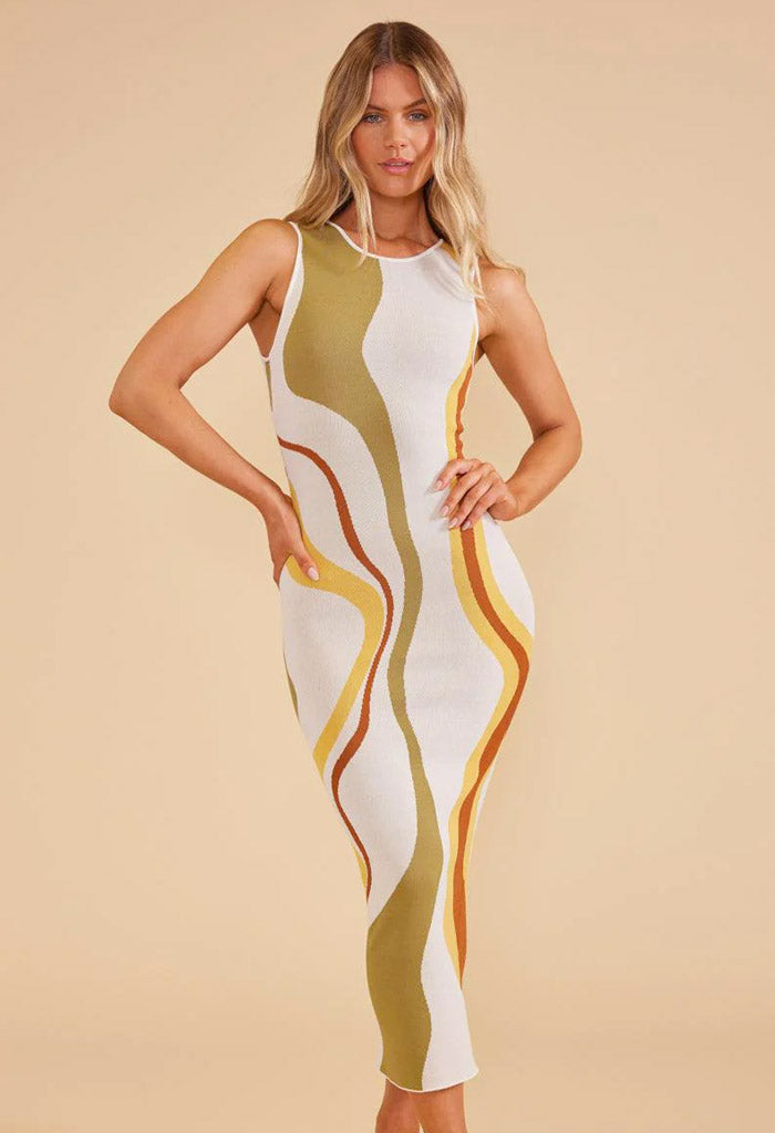 Minkpink Ziggy Knitted Midi Dress-Abstract