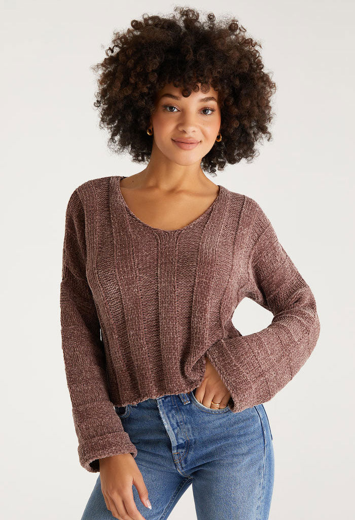 Z Supply Amata V-Neck Sweater-Ash