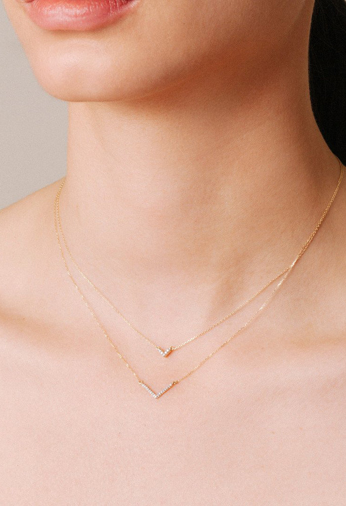 Adina Reyter Super Tiny Pavé V Necklace 14k Gold