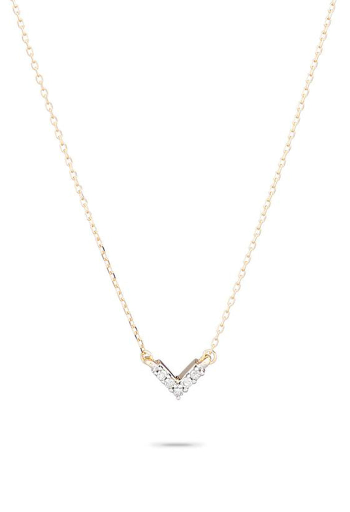 Adina Reyter Super Tiny Pavé V Necklace 14k Gold