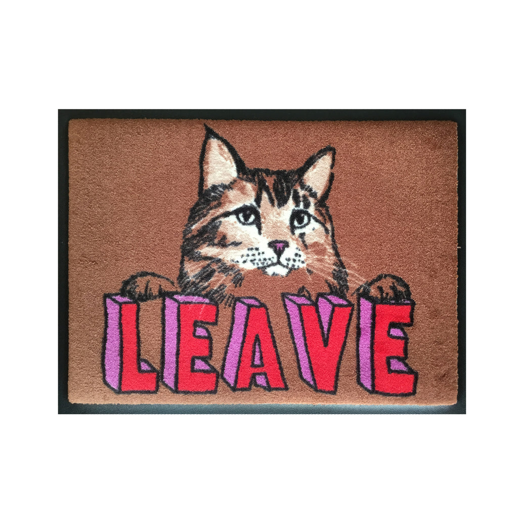 Leave Cat Welcome Door Mat Jimbobart