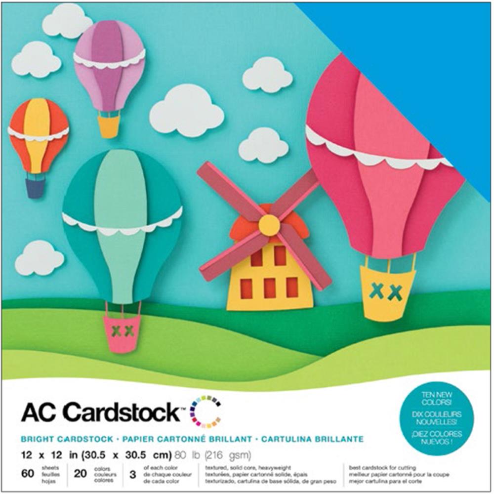 American Crafts Variety Cardstock Pack 12x12 60-pkg-neutrals