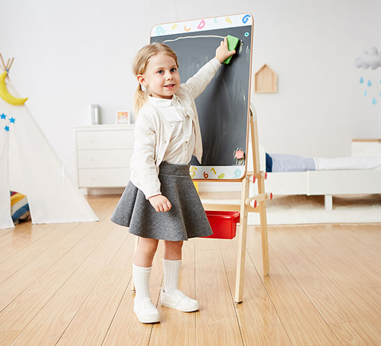 TOP BRIGHT Wooden Art Easel for Kids, Toddler Easel Adjustable with  Painting Whi