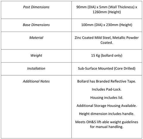 Removable Pad Lockable Bollard