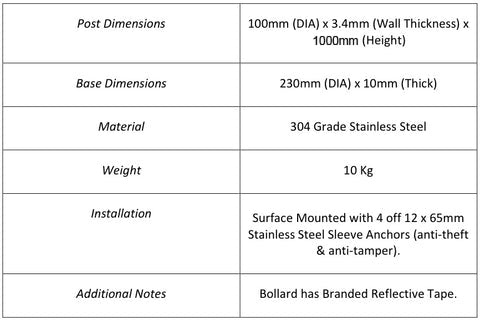 AB-DB100-Stainless_Steel_Designer_Curved_Bollard_Description