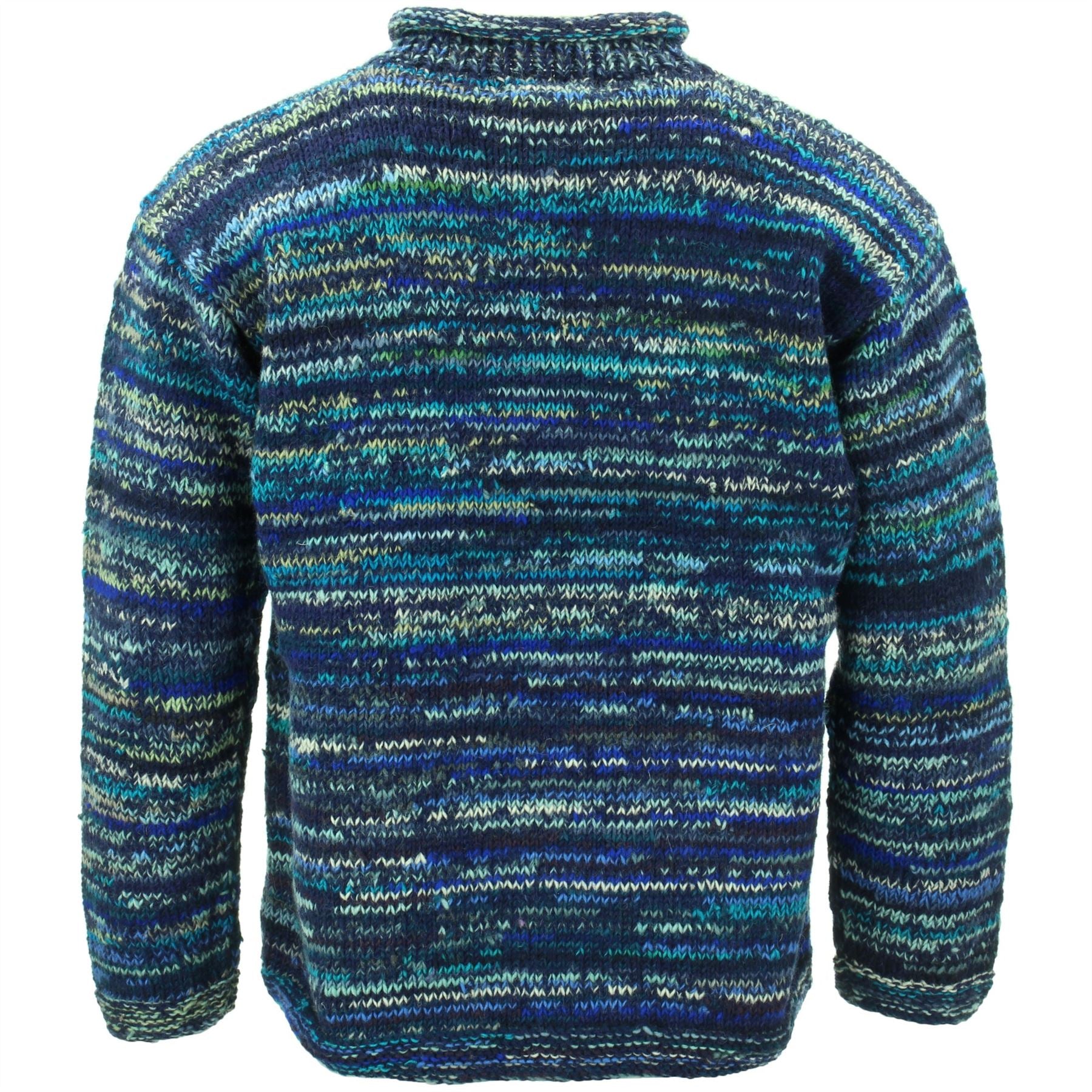 Chunky Wool Space Dye Knit Jumper - Navy