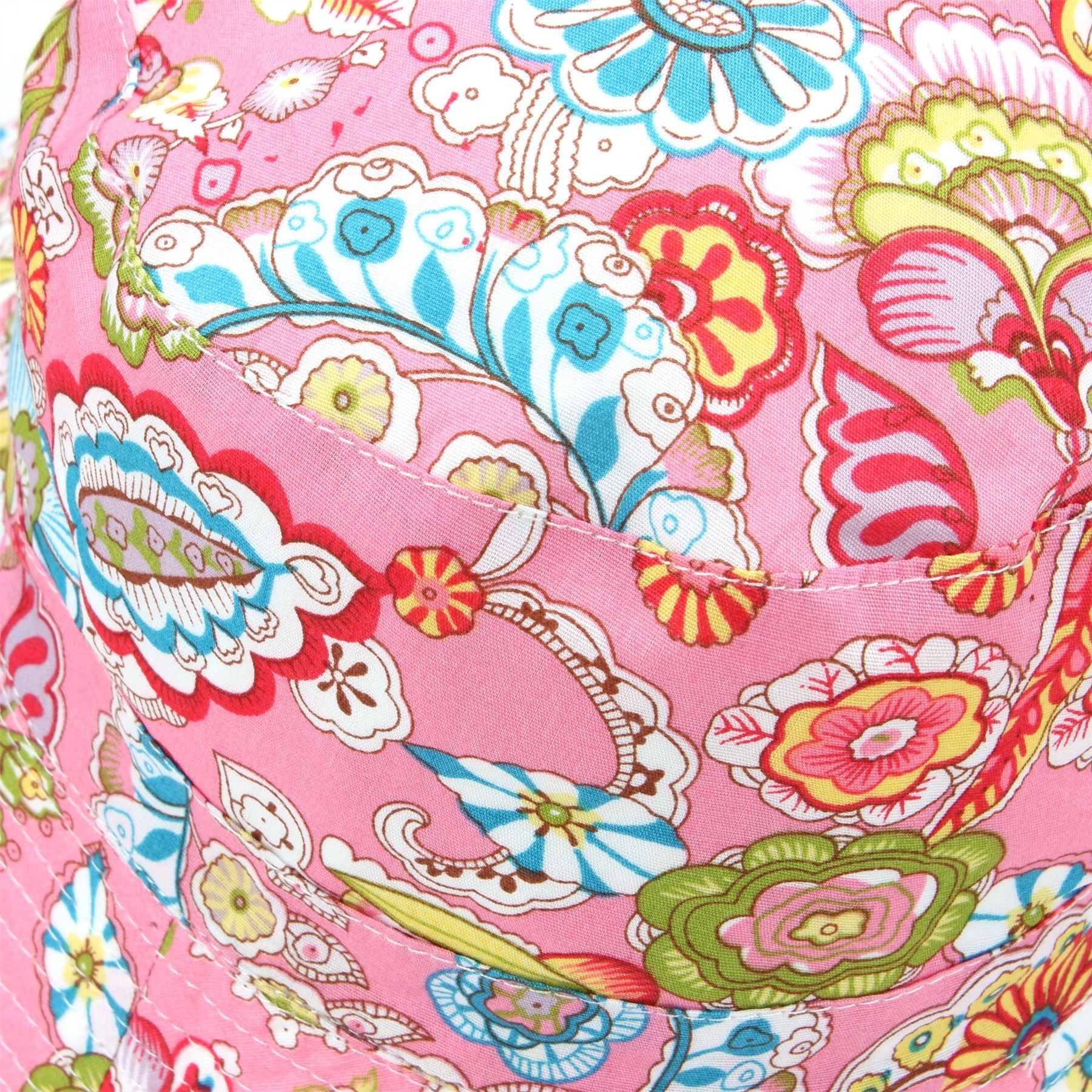 Bright Floral Doodle Print Bucket Hat - Pink