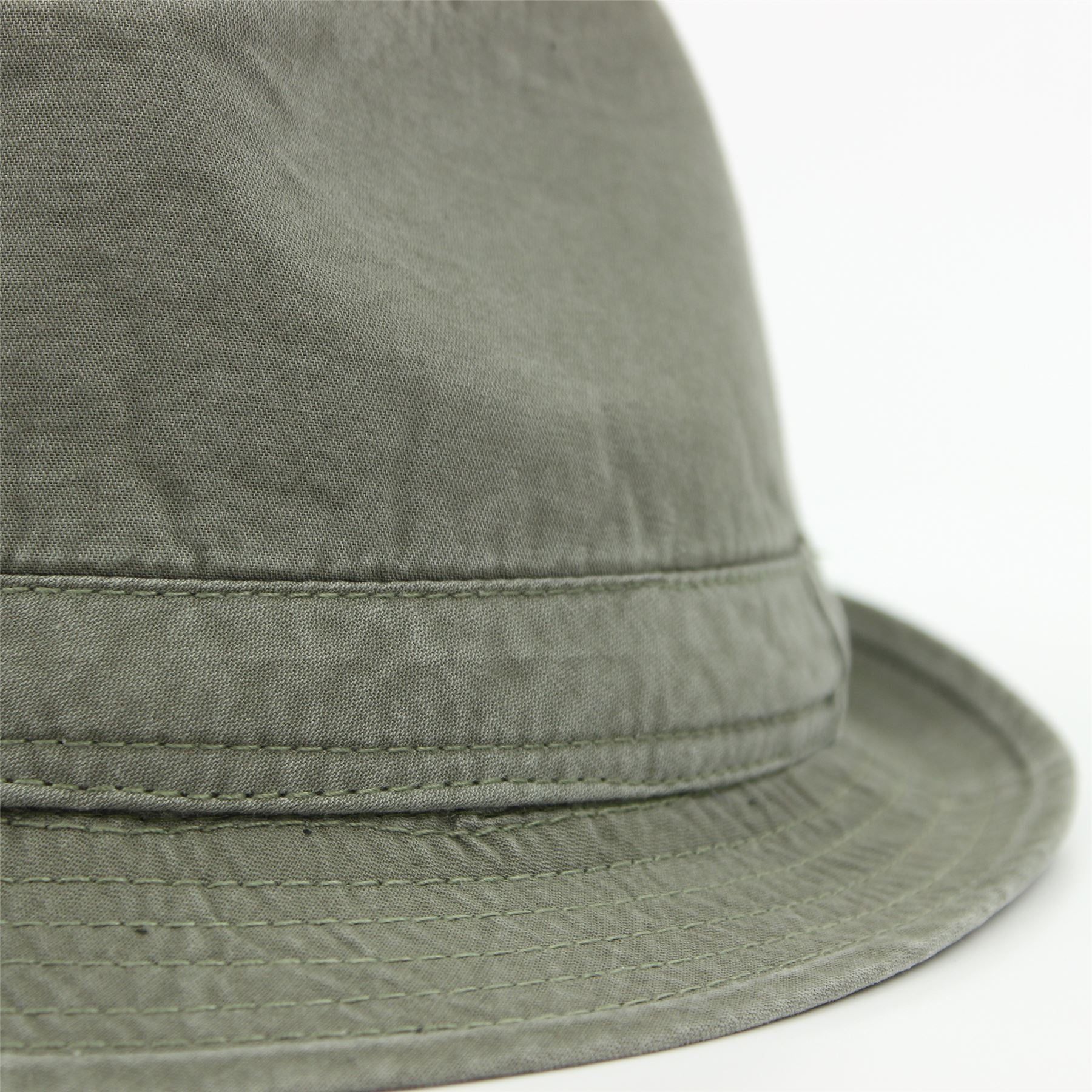 Cotton trilby hat with washed denim effect - Khaki