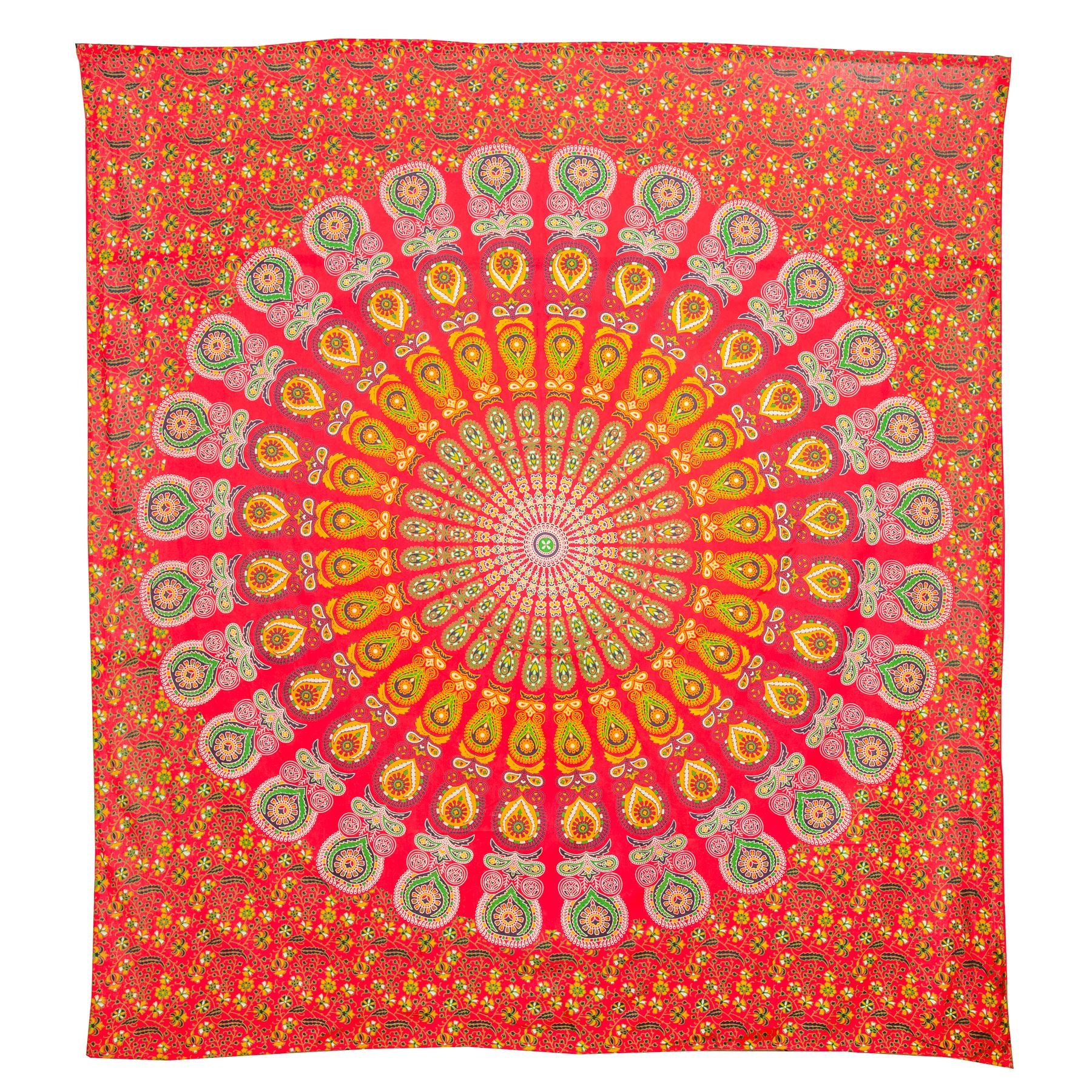 Block Printed Mandala Wall Hanging - Red Fire