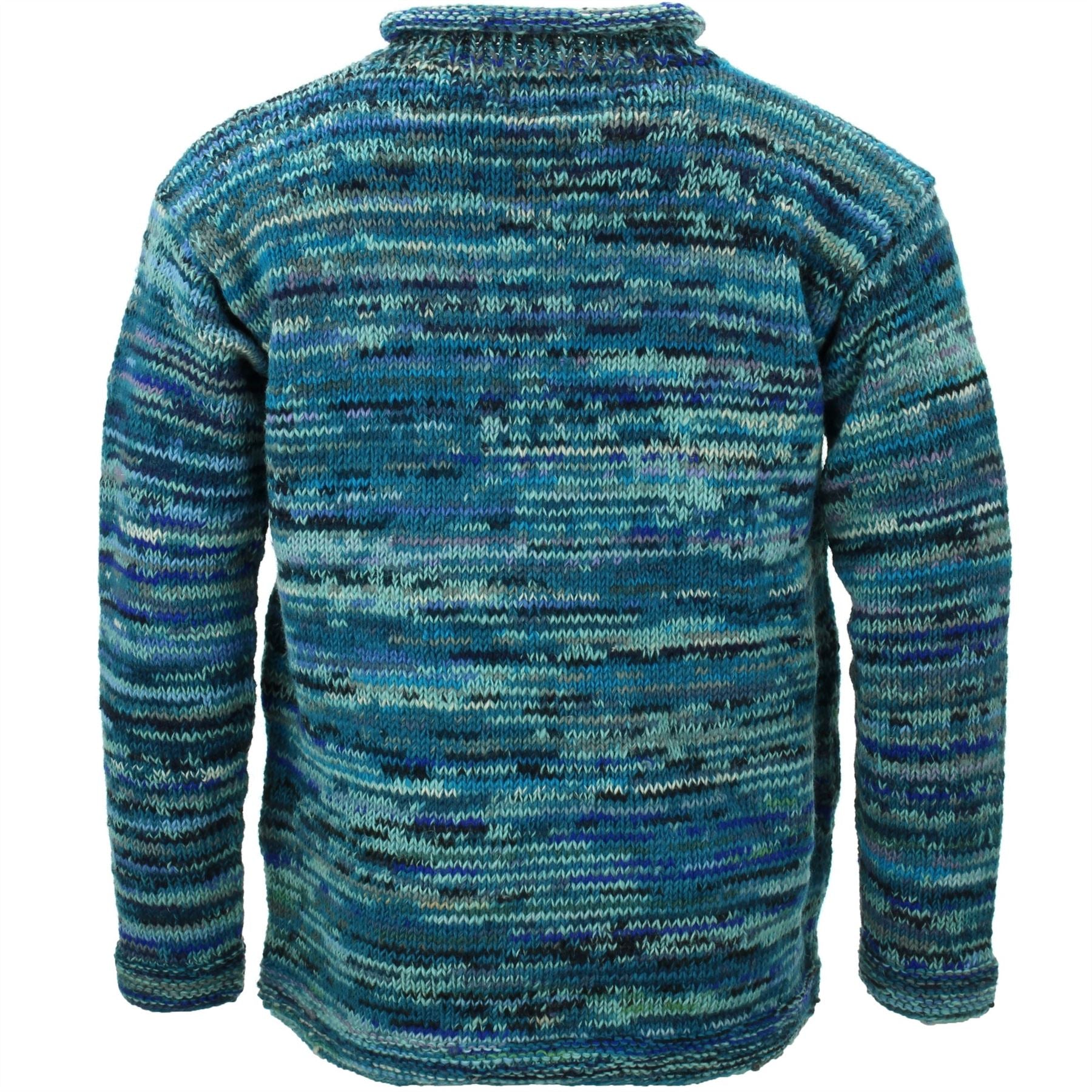 Chunky Wool Space Dye Knit Jumper - Sky