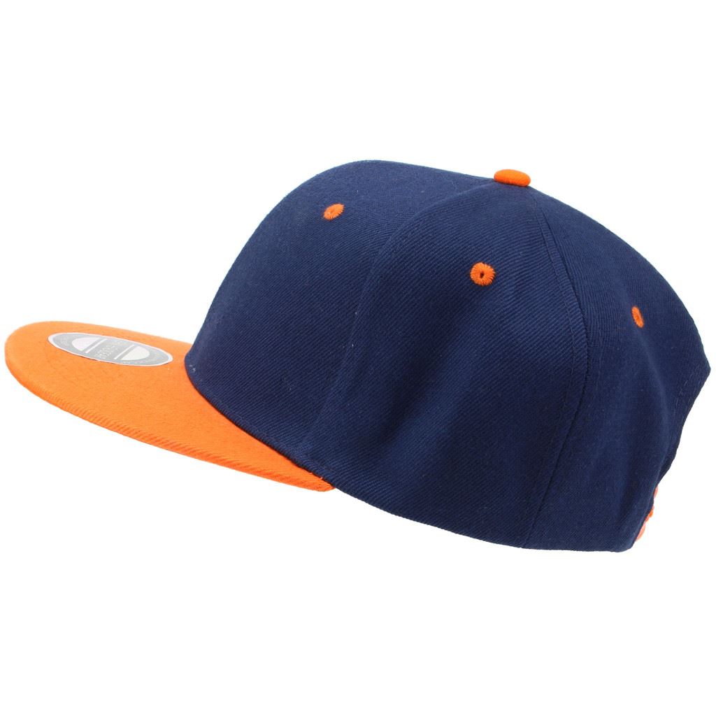 Contrast Peak Snapback Flat Peak Cap - Navy & Orange