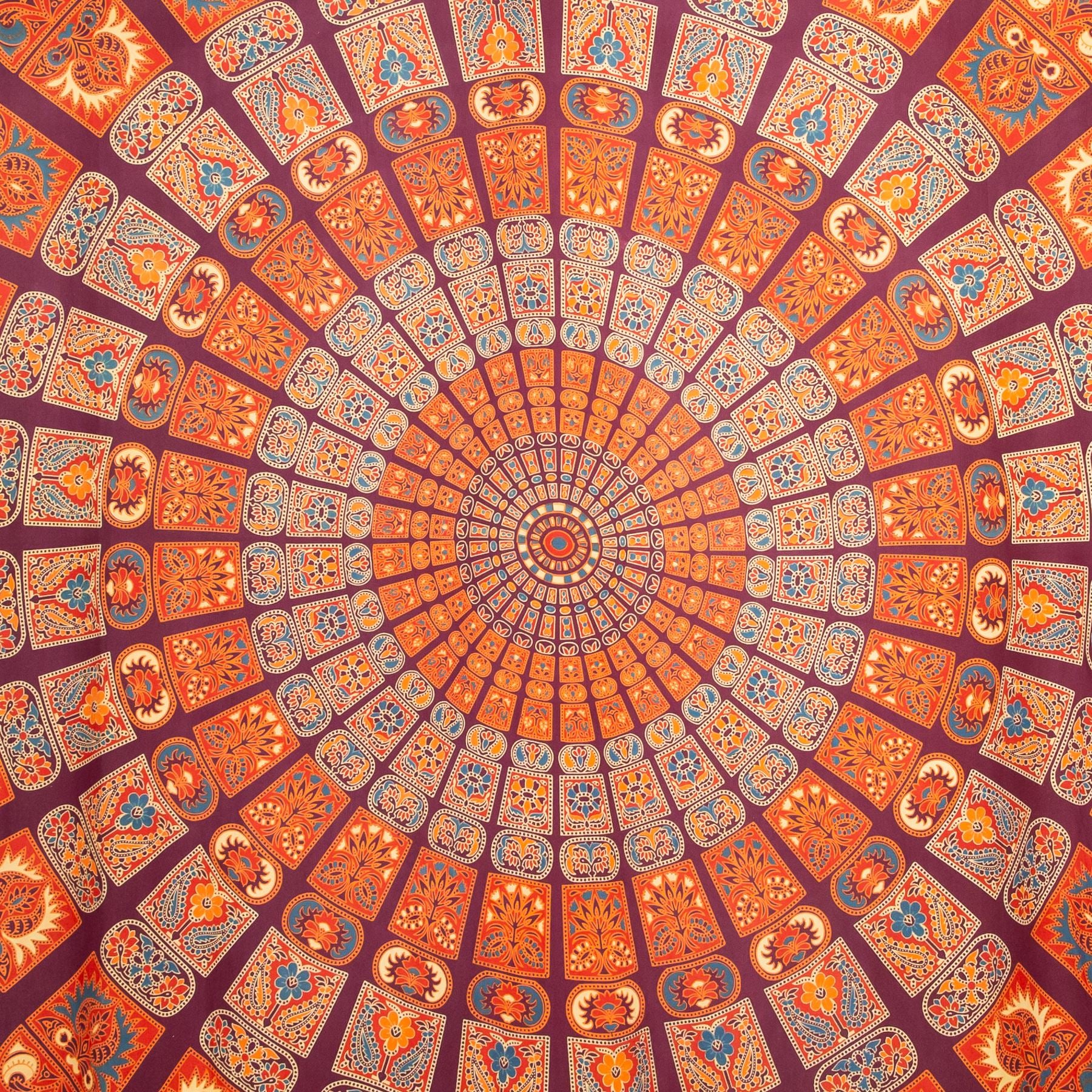 Block Printed Mandala Wall Hanging - Burnt Orange