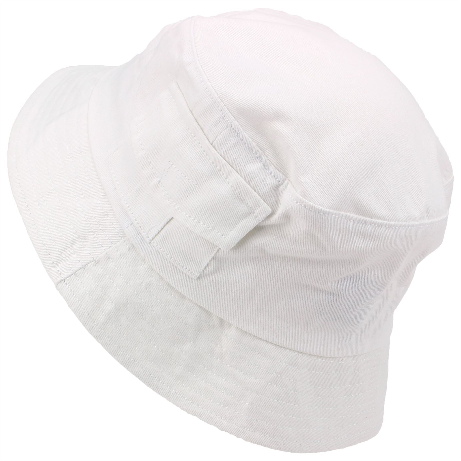 Bucket Hat with Velcro Side Pocket and UV Protection - White