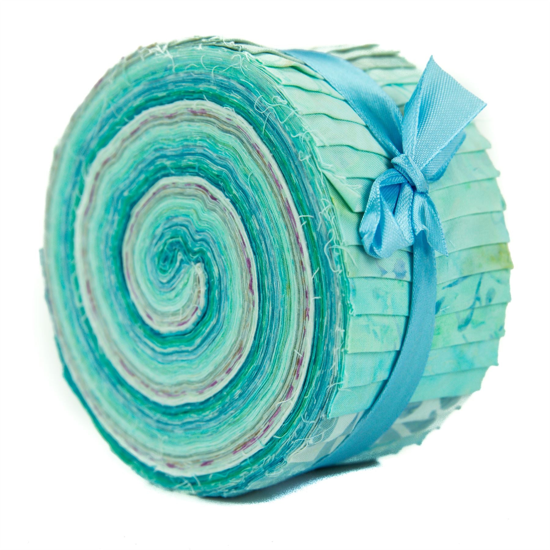 Cotton Batik Pre Cut Fabric Bundles - Jelly Roll - Icy Turquoise