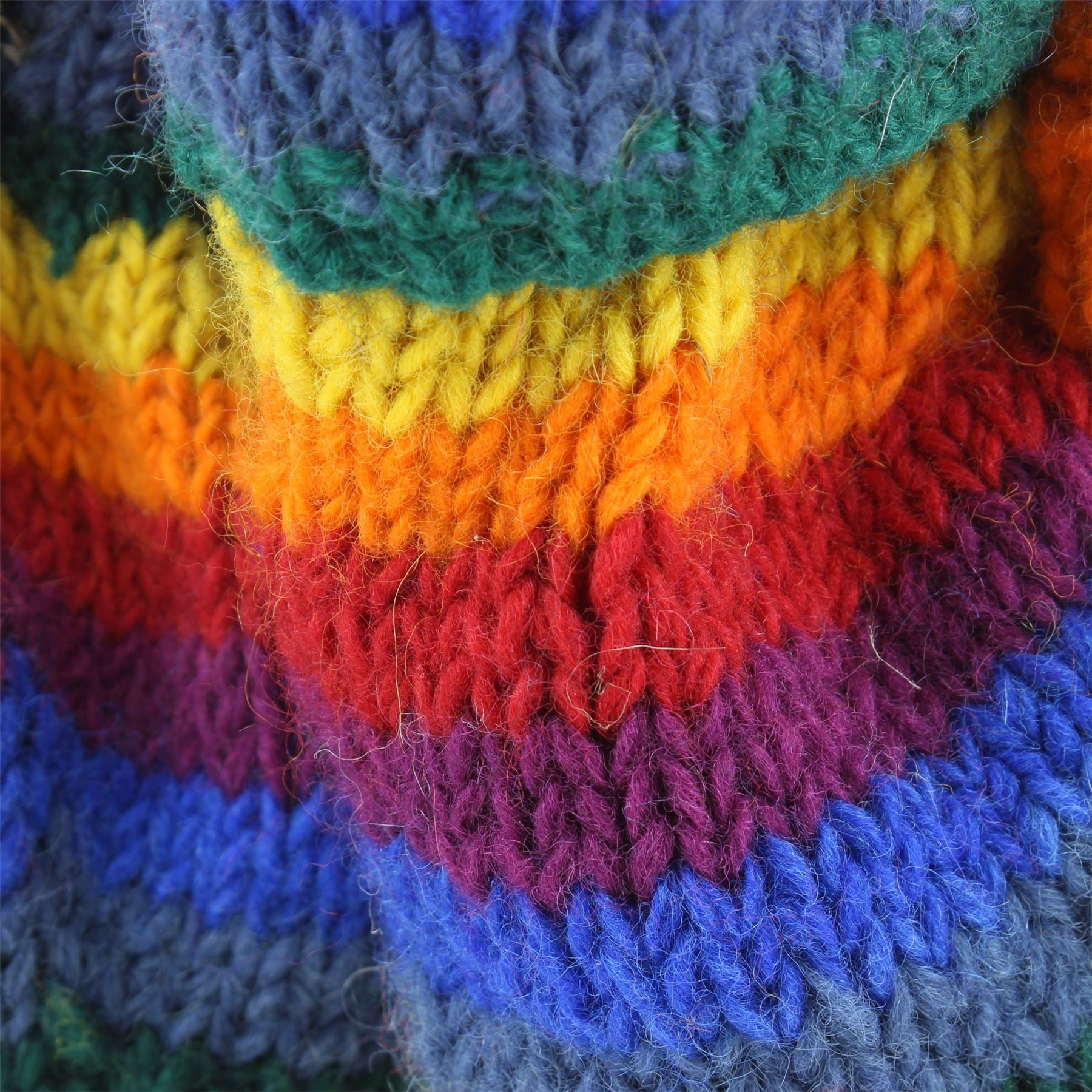 Chunky Wool Knit Fingerless Shooter Gloves - Stripe - Rainbow