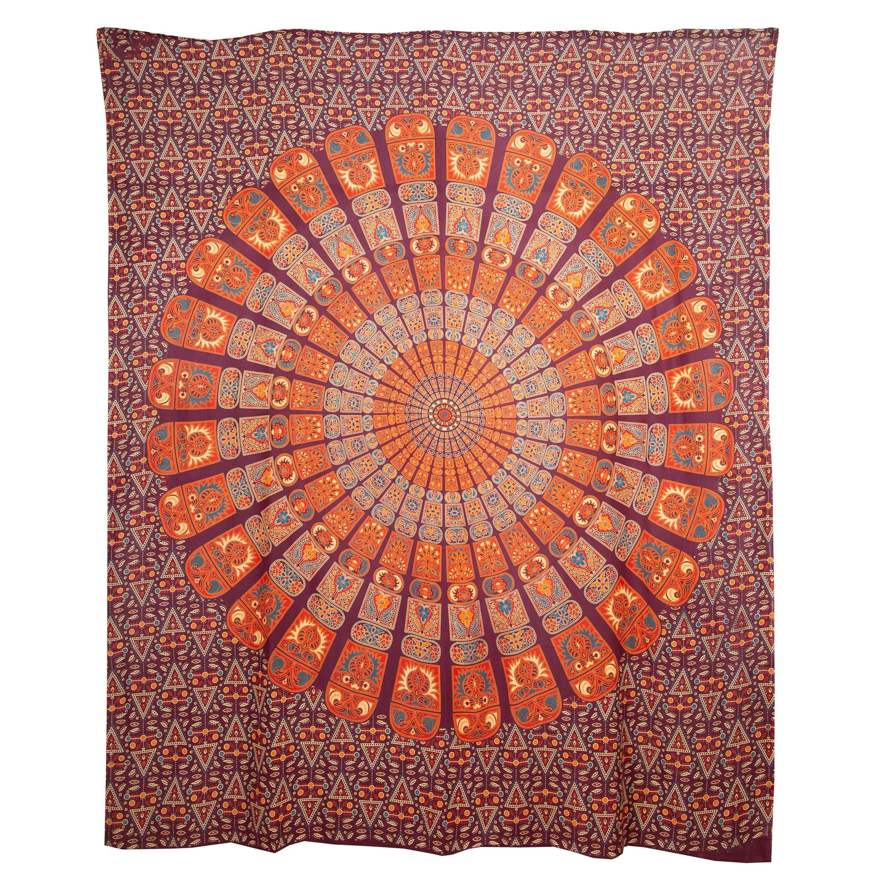 Block Printed Mandala Wall Hanging - Burnt Orange