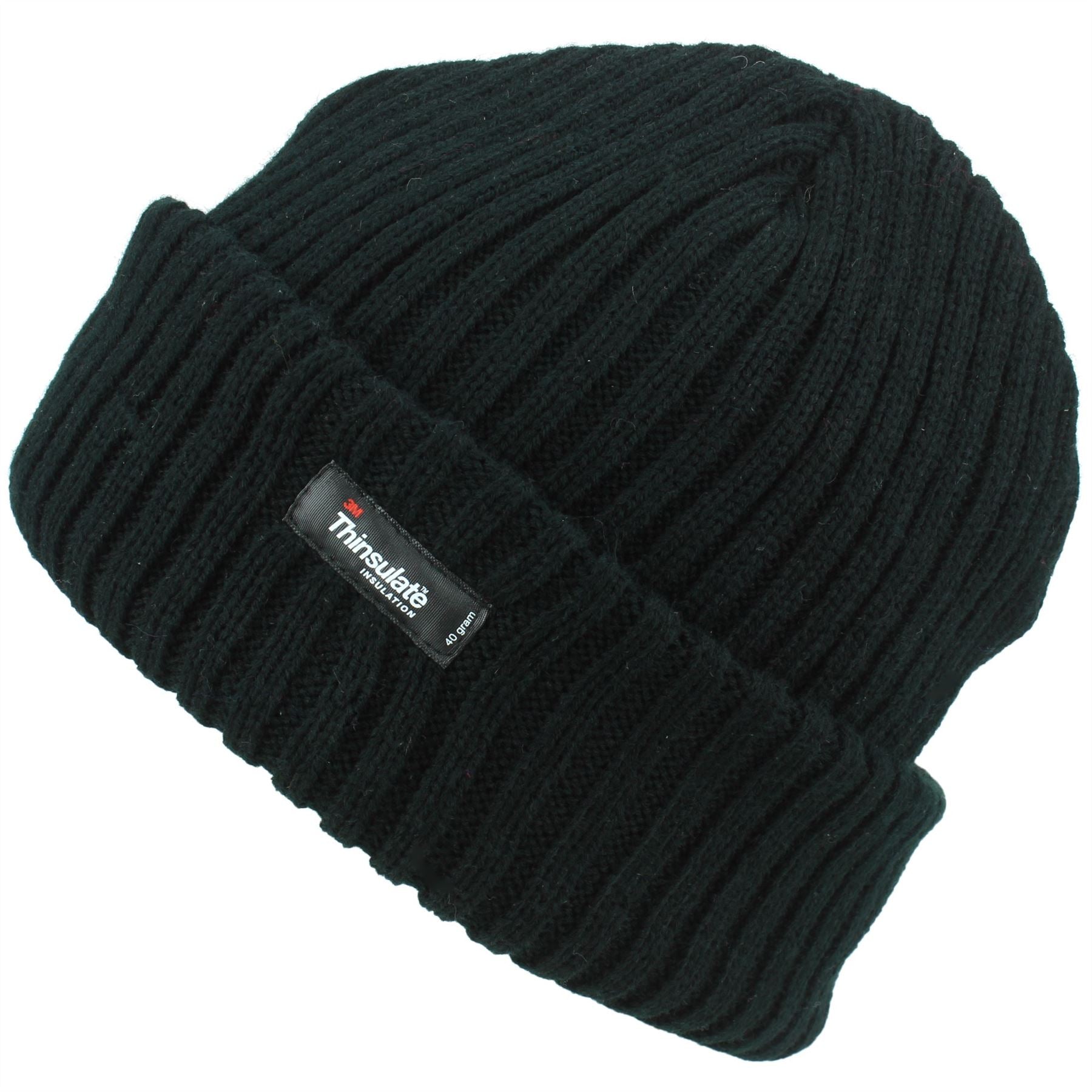 Chunky Knit Beanie Hat - Black