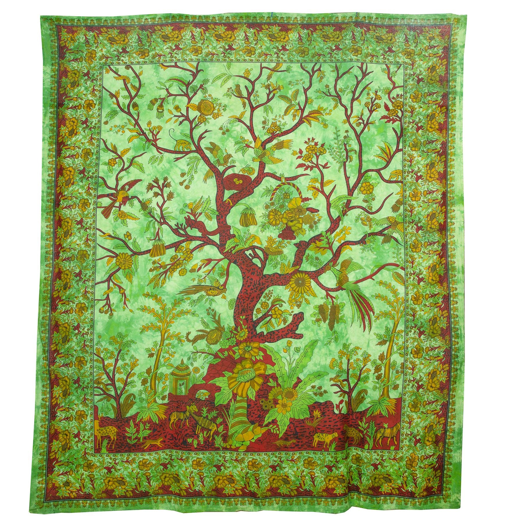 Block Printed Tree of Life Wall Hanging - Jungle Green