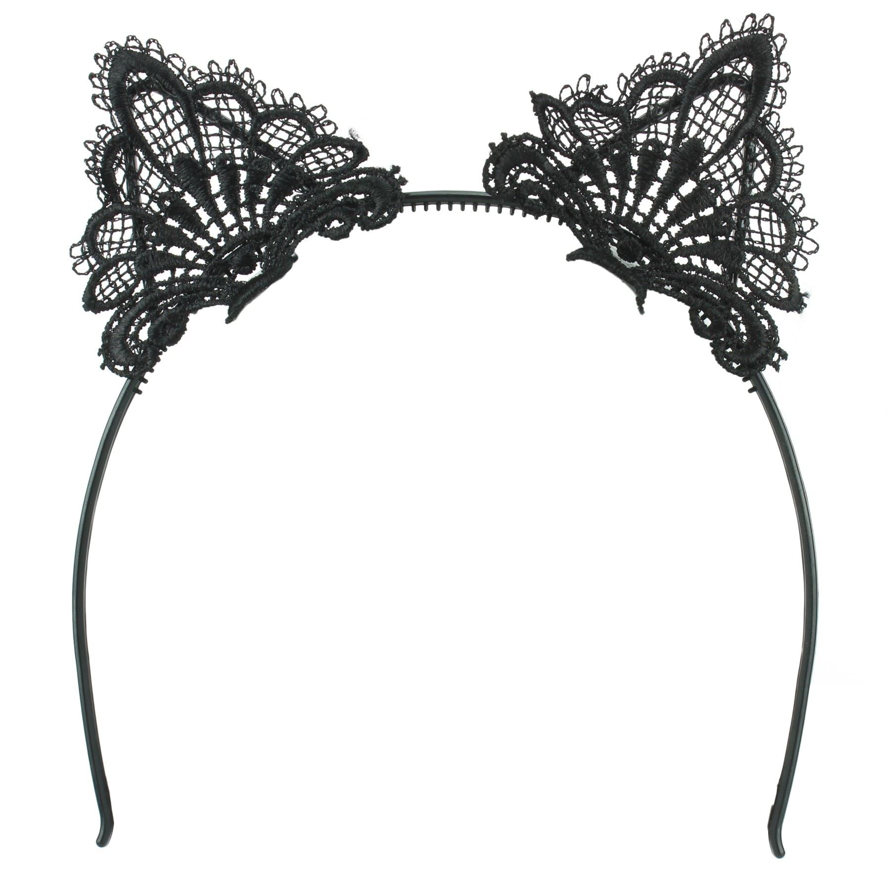 Cat Ear Lace Headband - Black