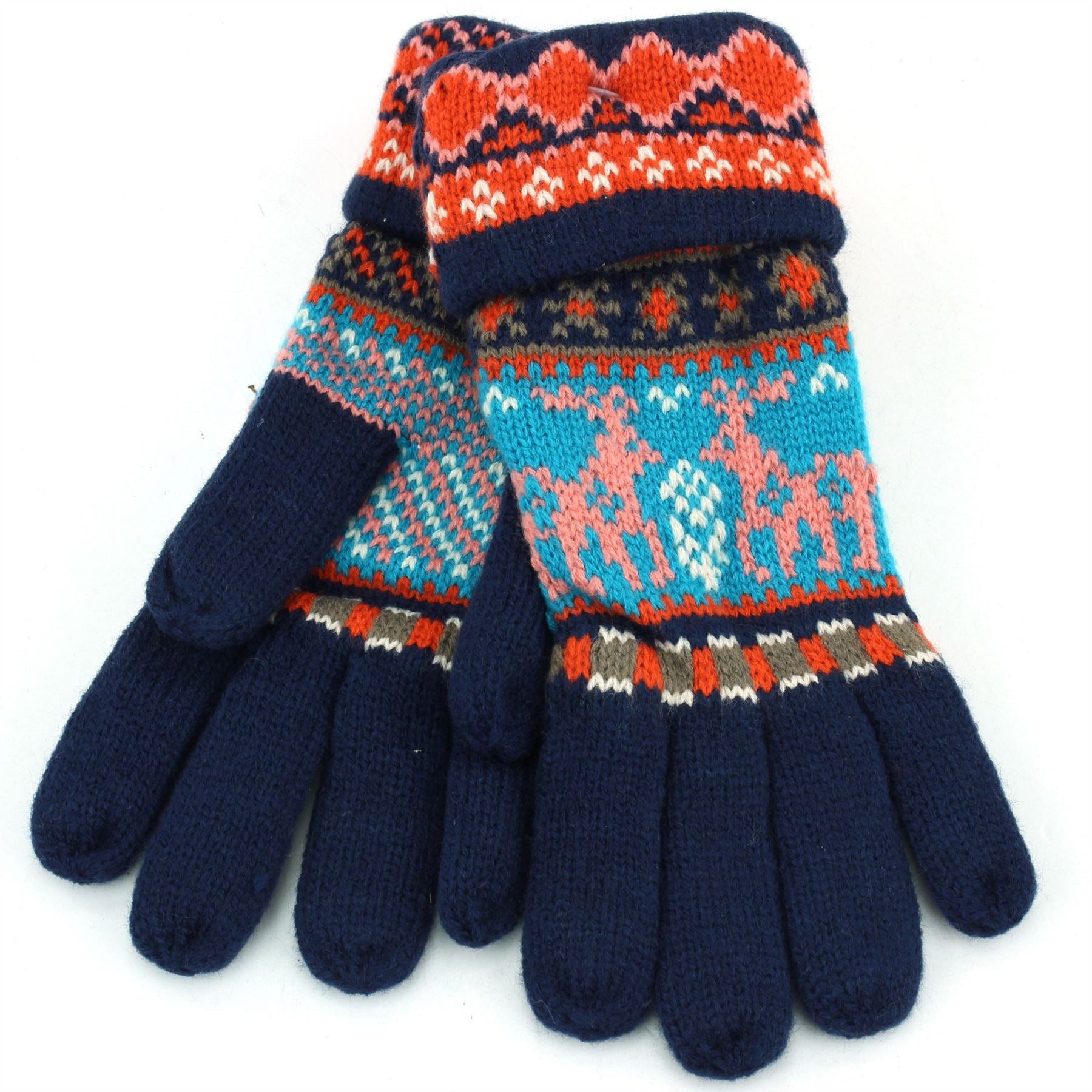 Departure Aztec Reindeer Gloves - Navy